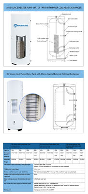 Serre de pompe à chaleur à source d'air de 200L avec échangeur de chaleur à bobine interne en acier inoxydable de 316L
